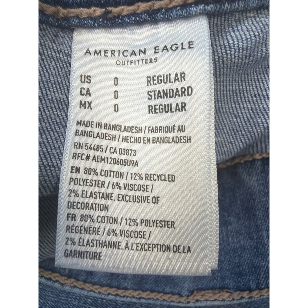 American Eagle Super Hi-Rise Flare Jeans Next Level Stretch Blue Denim Size 0 - Picture 8 of 8